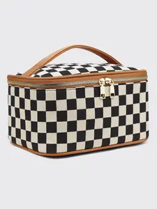 Large Capacity Cosmetic Bag, Portable Zipper Makeup Bag, Cosmetic Travel Bag with Zipper & Carry Handle, Toiletry Case Organizer Storage Pouch, Travel Cosmetic Bags