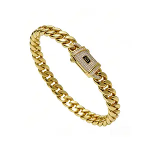 14K Gold Plated Luxury Bracelet Waterproof Fade-Resistant Non-Allergenic 6mm 8mm 10mm 12mm 14mm Sizes for Casual Business Leisure