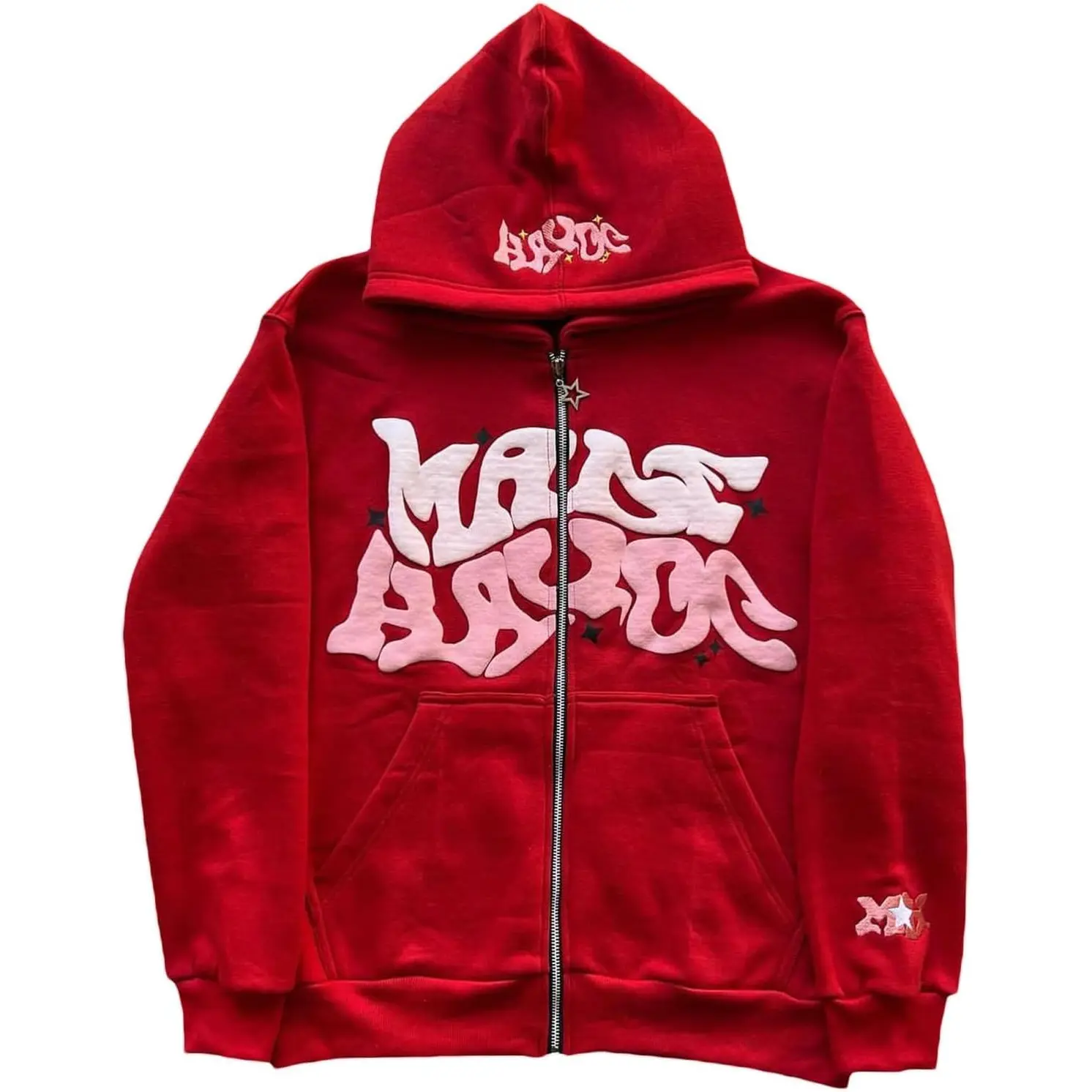 Y2K Hoodie Men Puff Print Zip up Hoodie Y2K Jacket 90S Vintage Designer Hoodies Graphic Streetwear Emo Sweatshirt ZENMANCHEN