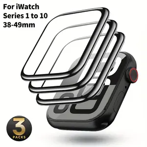 [3pcs HD Screen Protector] 3pcs Apple Watch HD Full Coverage Screen Protector | Curved Composite Film and Carbon Fiber Style | Fits 38/40/41/42/44/45/46/49mm Ultra/SE/Series 10/9/8/7/6/5/4/3/2/1 Smart Watch Accessories