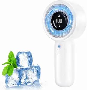Mini Handheld Fans, Portable Rechargeable Handheld Turbo Fan with Lanyard, 5-Speed, LED Display, Pocket Personal Fans for Outdoor/Travel/Hot Flashes/Makeup, Gift for Summer