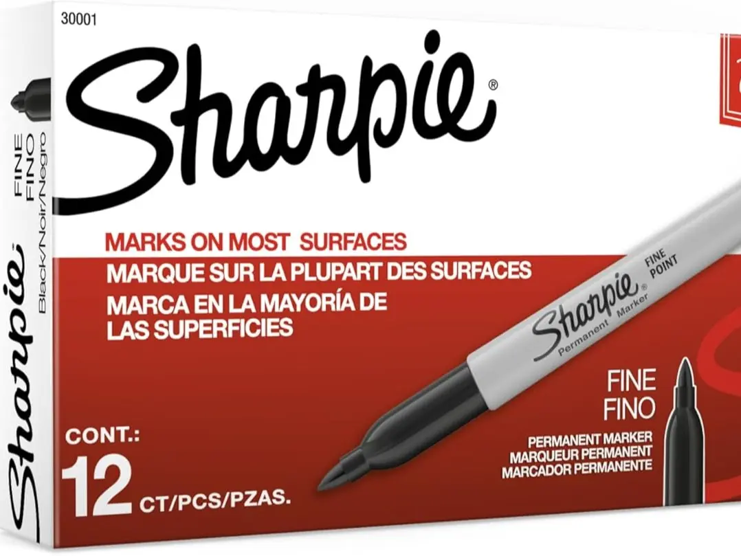 Sharpie Permanent Markers, Fine Tip, Black, 12 Count - Quick Drying, Fade Resistant, For Wood, Plastic, Paper, Metal, And More