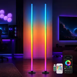 RGBICW Smart Bright Corner Floor Lamp, 16M DIY Colors, 68+ Scene Modes, Music Sync, App & Remote Control, Timer Setting, Color-Changing Ambient Light for Gamer Rooms, Bedroom Decor rgb Light   effect  Remote   Dimmable RGB Floor Lamp
