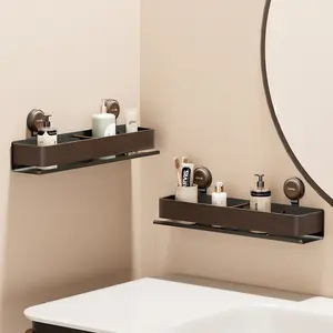 No-Drill Wall-Mounted Storage Shelf with Drainage Holes — Advanced Suction-Cup Floating Organizer — Space-Saving Storage Rack for Bathroom, Kitchen, and Living Room outdoorfun