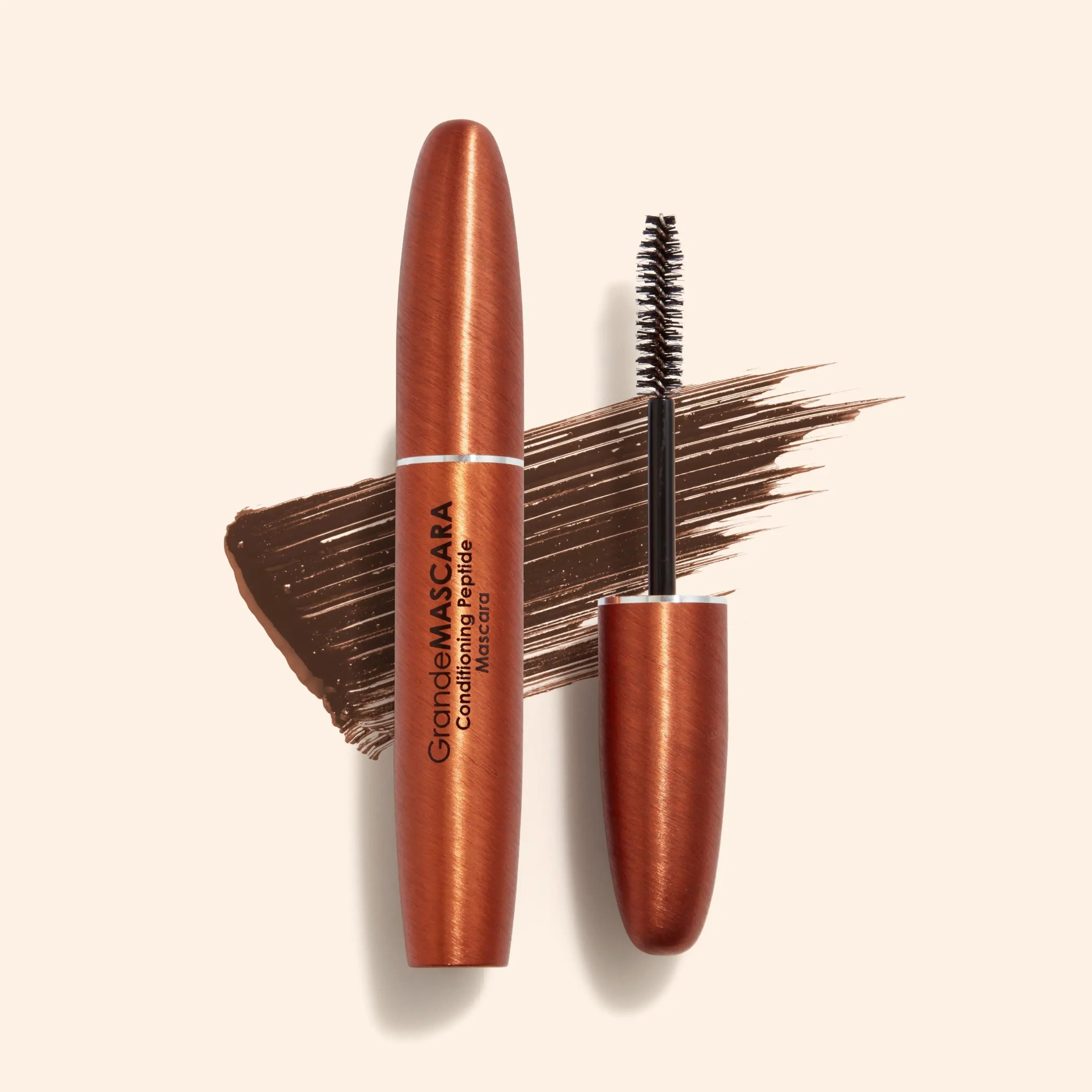 GrandeMASCARA Conditioning Peptide Mascara in Brown - Grande Cosmetics - Removable Mascara for Lash Length & Volume, Infused with Peptides, Panthenols & Natural Waxes