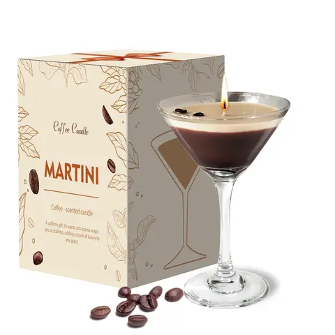 Espresso Martini Candle Unique Gifts for Women Girls Natural Soy Wax Coffee Candle Decor for Home Bedroom Aromatherapy Candle Set with Glass Centerpiece Ornaments for Special Occasions Coffee Fragrance Cotton Wick Candle