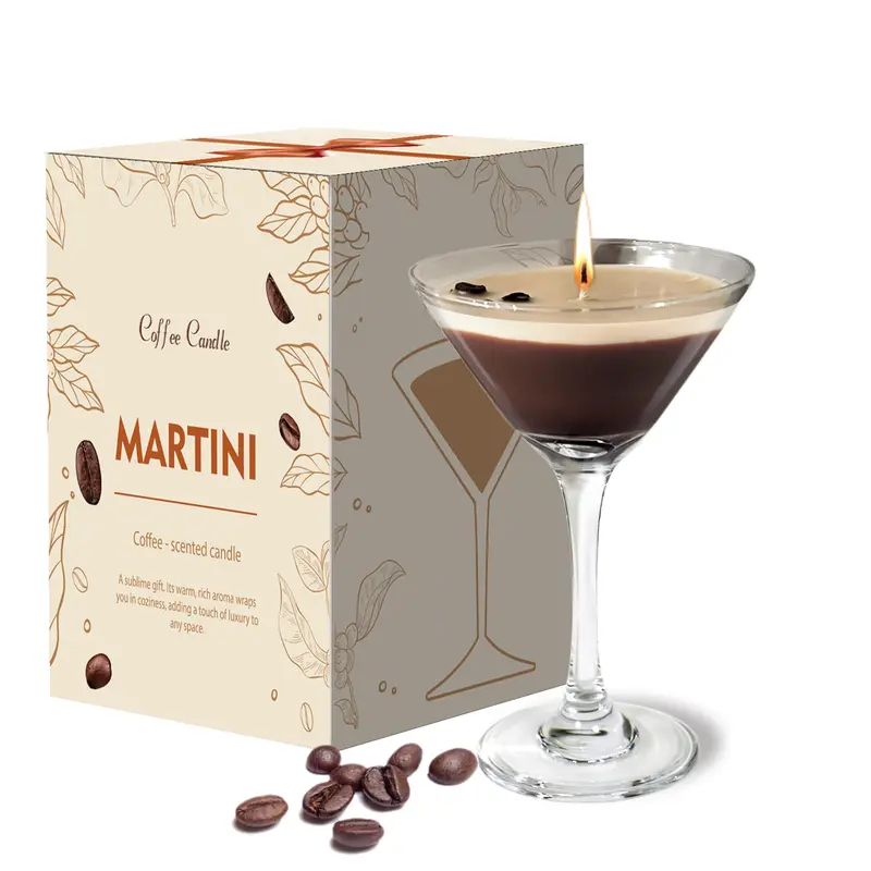 Espresso Martini Candle Unique Gifts for Women Girls Natural Soy Wax Coffee Candle Decor for Home Bedroom Aromatherapy Candle Set with Glass Centerpiece Ornaments for Special Occasions Coffee Fragrance Cotton Wick Candle