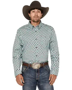 Rank 45 Men's 45&Reg; Men'S Rampage Geo Long Sleeve Button-Down Western - Rmsp23w15-Grn