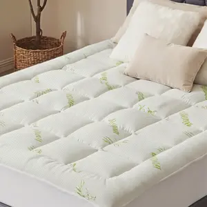 Bamboo Colling Ultra Soft Mattress Topper, Viscose Derived from Bamboo, Thick Pillow Top Mattress Pad with Deep Pockets, Soft Topper for Back Pain Relief, Breathable Cooling Material for Hot Sleepers