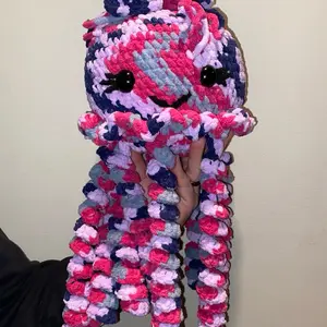 Handmade Crocheted Giant Jellyfish with Two Babies– Elegant Ocean Beauty in Tourmaline