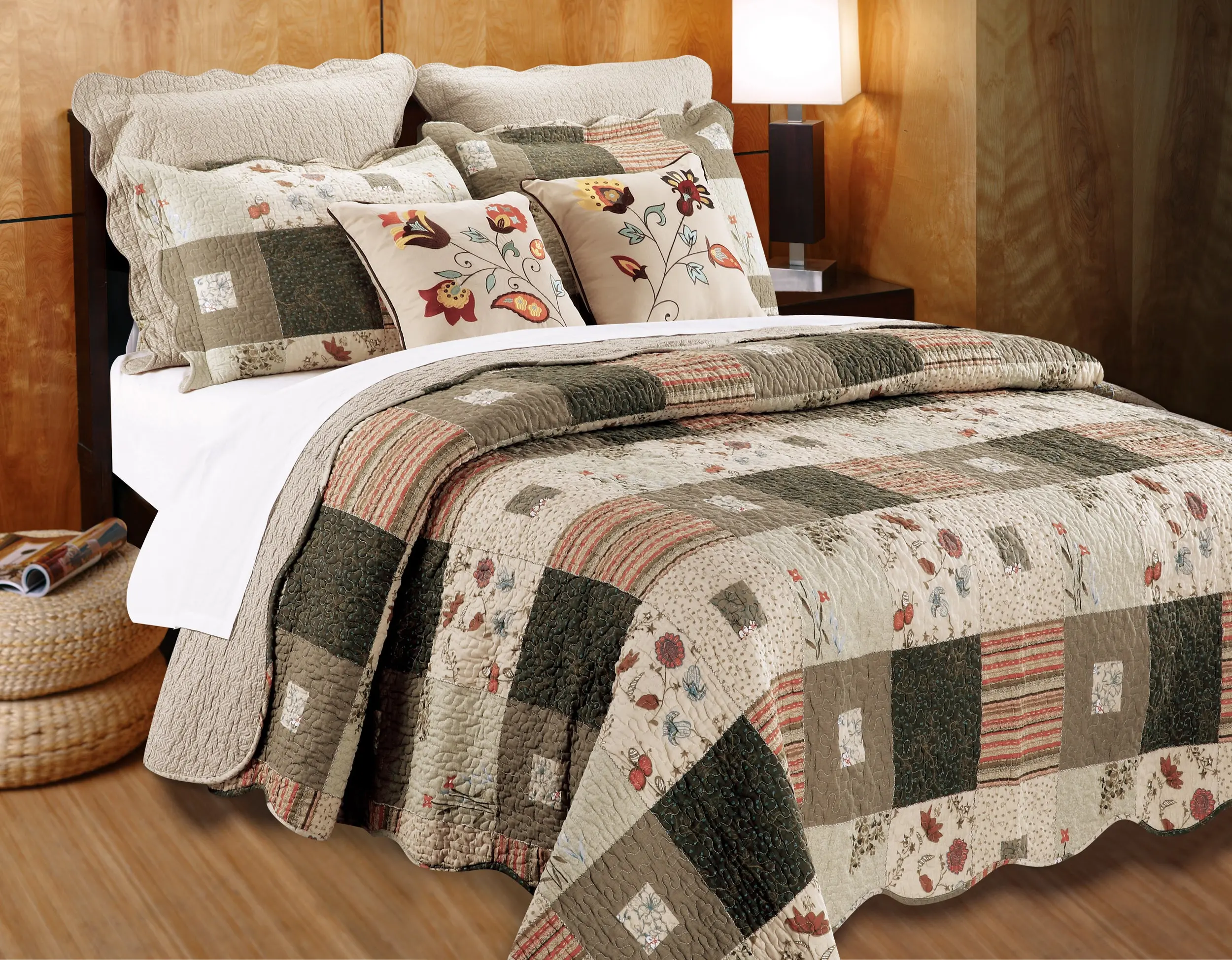 Greenland Home Fashions Sedona Multi Bonus Set – Southwest-Inspired Quilt Set with Wildflowers, 100% Cotton, Includes Decorative Pillows