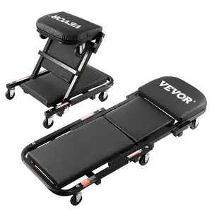 fathersdaygift  VEVOR Foldable Z Garage Creeper, 40 in, 450 lbs Load Capacity Rolling Folding Mechanic Creeper Stool, with 6 Universal Wheels Padded Seat Steel Frame, Lay Down or Sit Chair for Garage Shop or Home
