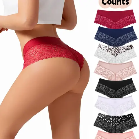 Women's Floral Lace Panty, Soft Comfy Breathable Knicker for Daily Wear, Underwear for All Seasons, Fashion Comfy Underwear