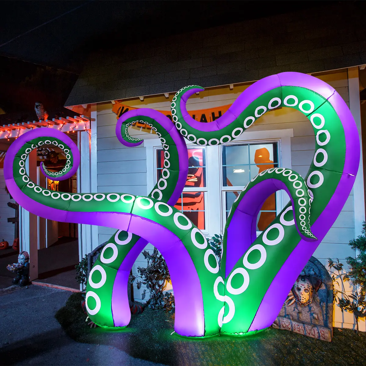 GOOSH Halloween Inflatables 7.2 FT Octopus Tentacles Inflatable with Built-in LEDs, Halloween Inflatable Octopus Blow Up Octopus Tentacles, Outdoor Halloween Decorations Clearance for Holiday Party