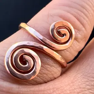 Hammered Copper Spirals Ring - Unique Design Copper Jewelry Piece for Stylish Wearers
