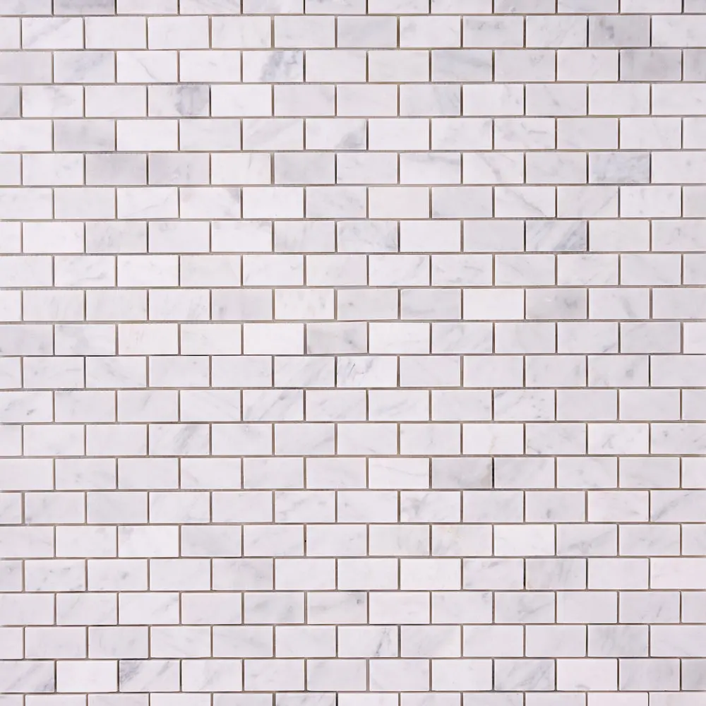 Carrara White 1×2 Mosaic Polished/Honed Marble Tile
