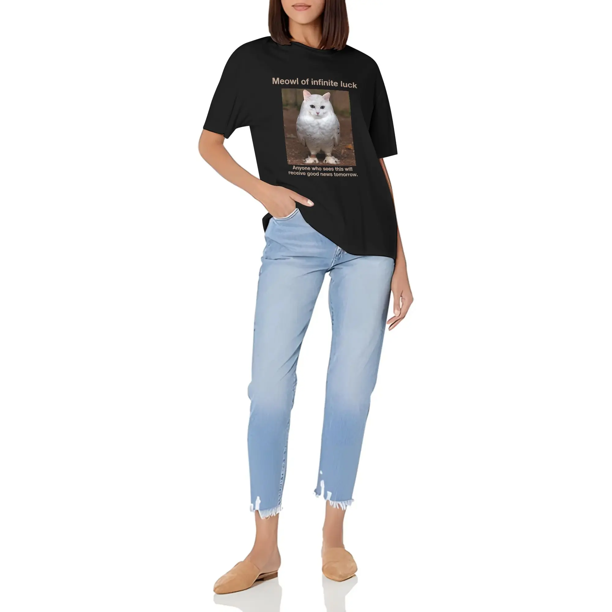 Women’s Cute Owl Graphic T Shirt Casual Short Sleeve Tee Loose Fit Cotton Funny Animal Print Shirt Summer Everyday Wear Trendy Womens Clothing Plus Size S-6XL Crewneck Sleeve Shirt Soft Tops Womenswear Black Round Neck Check Style Basic Fitted Minimalist