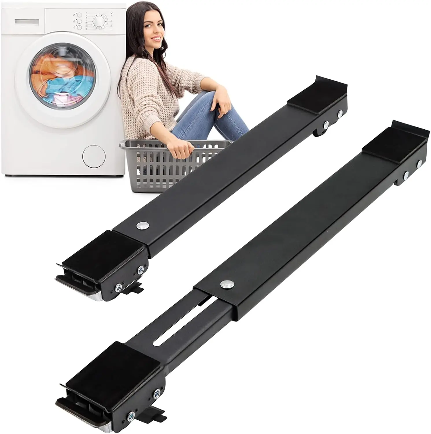 2-Pack Heavy Duty Furniture Appliances Rollers, 660 lbs Total Load, Extendable Appliance Rollers Mobile Washing Machine Base, Fridge Stand Dolly Movers