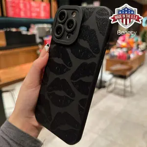 Solid Color Lip Pattern Phone Case for Summer, Full Body Shockproof Phone Cover for Women & Girls, Phone for iPhone 15 Pro Max Series Durable Protection Protective Casing