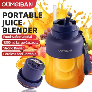 OUMEIBAN Portable Juicer Upgrade 1300ML Wireless Rechargeable 38 Blades Ice Crushing Student Blender