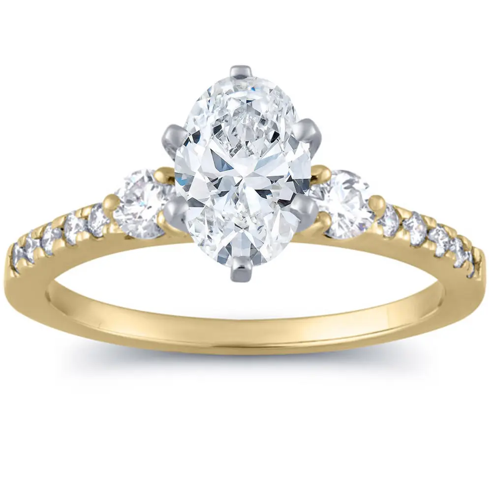 1 1/2 Ct Oval Diamond Engagement Ring 14k Yellow Gold Lab Grown