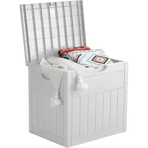 Deck Box, Small Outdoor Storage Box Waterproof, Lockable Secure Package Bin Delivery Box for Outside Front Porch, Patio Cushions Storage Box, Delivery Driver Snack Box for Porch, White