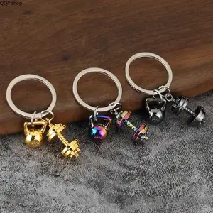 Mini Metal Dumbbell & Kettlebell Keychain, Lightweight Fitness Weightlifting Pendant, Stylish Gym Sports Charm Accessory, Ideal Small Gift for Fitness Enthusiasts’ Bags, Backpacks, Car Keys