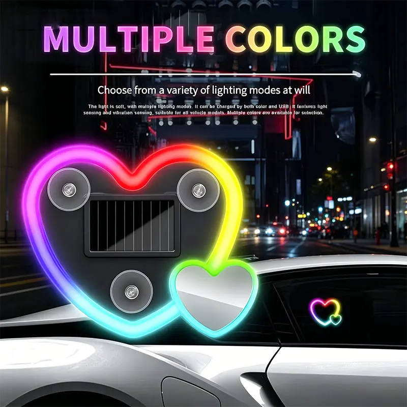 Neon Heart 5-Color LED Light Set - Pink, Blue, Cyan, Red - Car Window Decor for Parties & Events - Boujee Girly Car Accessories, Exterior LED Lights, Cars Accessories, Car Led Lights