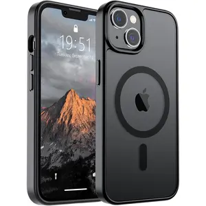 Magnetic for iPhone 15 Plus Case & iPhone 14 Plus Case(Compatible with MagSafe)(Military Grade Drop Protection) Slim Translucent Shockproof with Anti-Fingerprint Phone Case Cover Protector