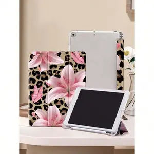 Leopard Print Pink Butterfly Floral iPad Case, Multi-Option with Built-in Pencil Slot Adjustable Stand Auto Sleep/Wake, Lightweight Durable Soft Edge for iPad 10th/11th Gen/A16/Air 13/11-inch/Pro 11-inch/2025 & Galaxy Tab S9 FE+ 12.4-inch,