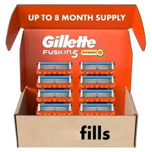 Gillette Fusion5 Power Razor Blades for Men, 5-Blade Razor Refills, 8 Count
