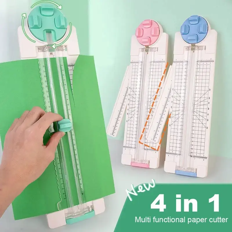 Portable Manual Paper Cutter, A3/A41 Count 4in1/6in1 Sliding Paper Cutter, Manual Operation Paper Cutter Cutting Supplies for Office and School Use Stationery Wavy Lines