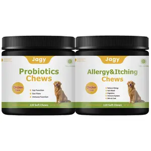 Jagy Allergy Relief Bundle for Dogs – Omega-3 Skin & Coat Chews + Probiotic Gut Health Chews for Itching, Shedding, Gas & Digestive Support