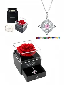 Women's Celtic Knot Birthstone Necklace, Elegant Geometric Design, Gift Box Included, Perfect for Birthday, Christmas, Anniversary Gifts