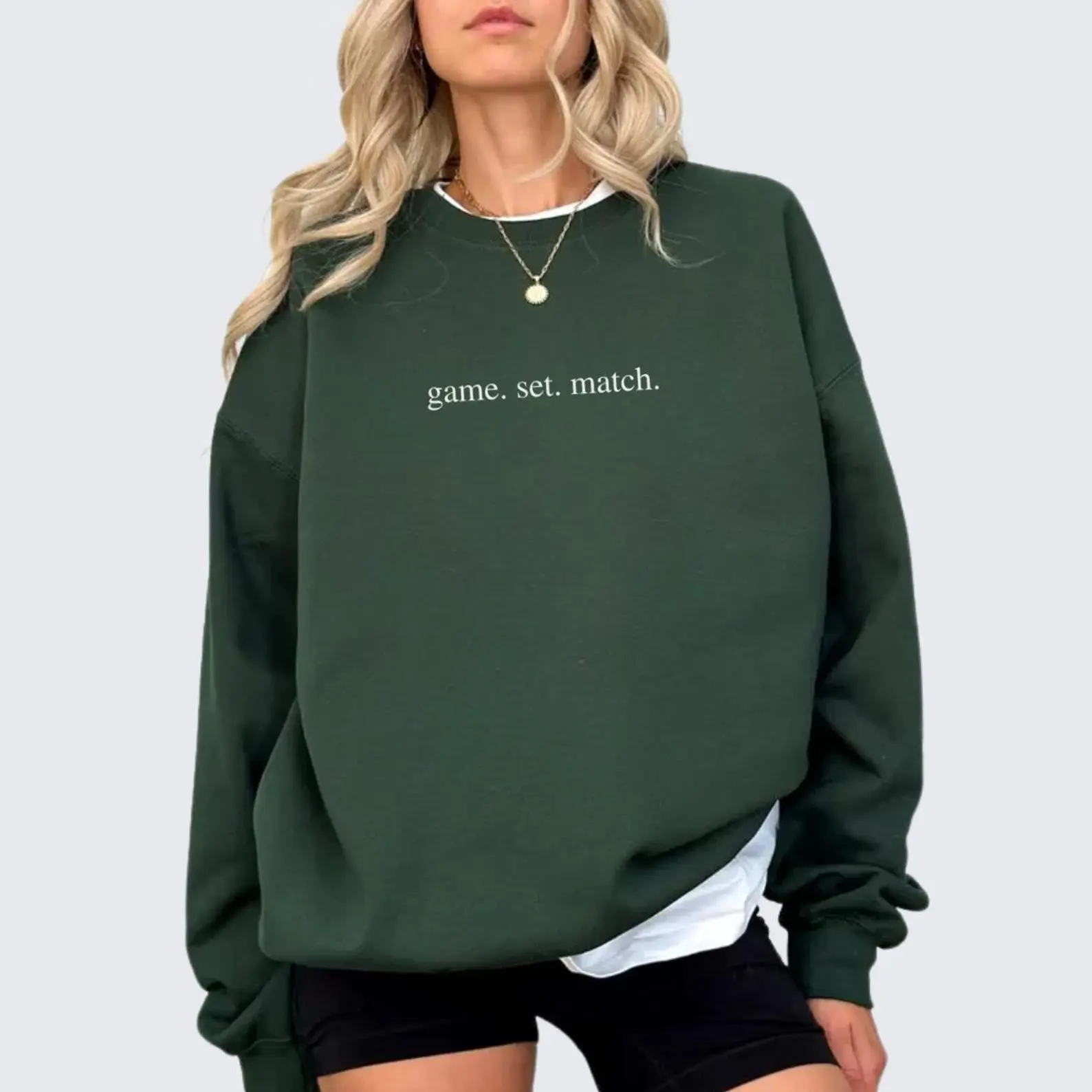 [Sale off up to 50%] Simple Game Set Match Crewneck Sweatshirt, Women's Tennis Sweater, Trendy Minimalist Design, Gift for Her