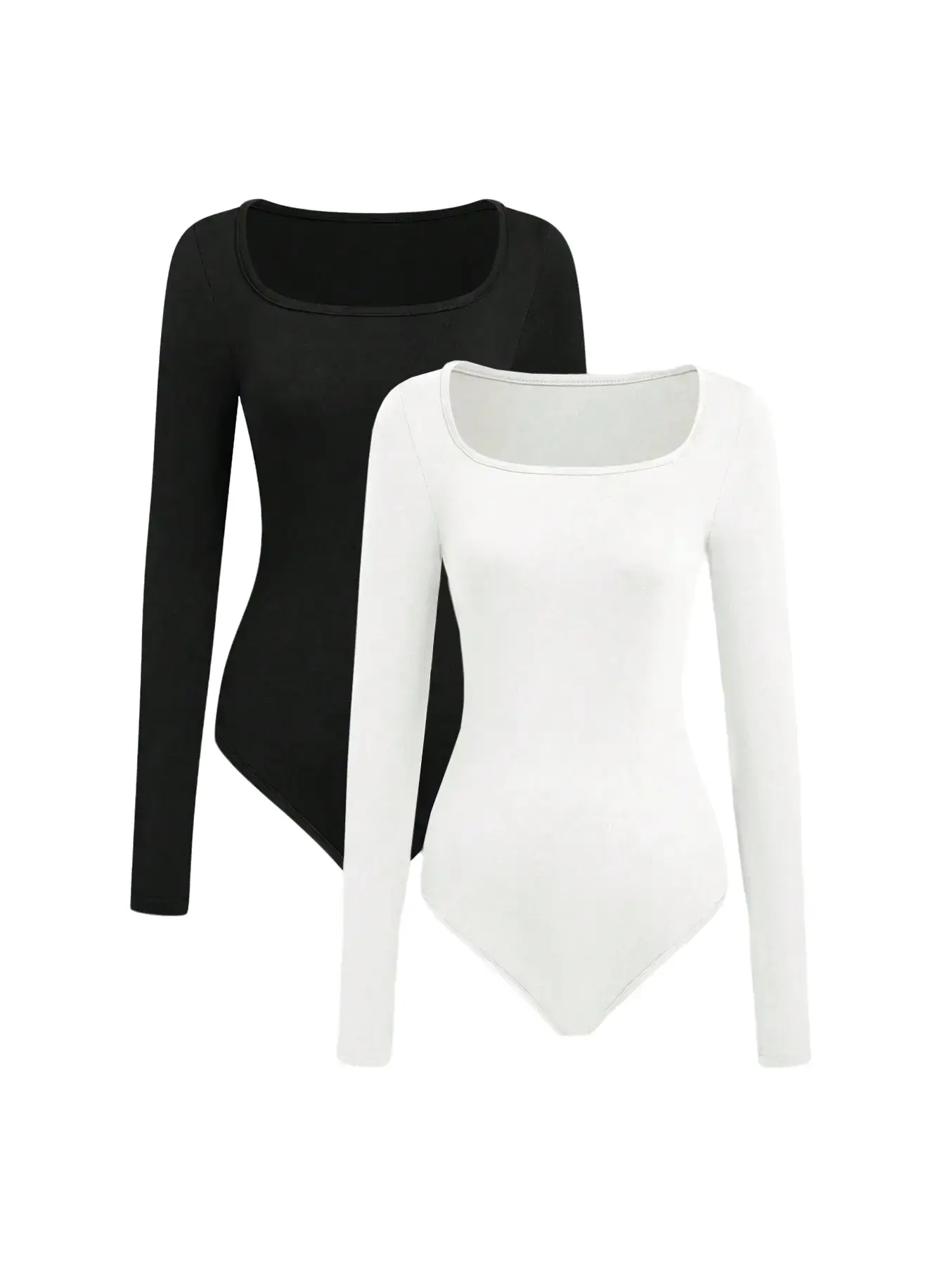 Two-piece Women's Bodysuits, New Basic Solid Color Long-sleeved Slim Waist Casual Bodysuits Comfortable Women's Clothing, Slim Fitting Bodysuit