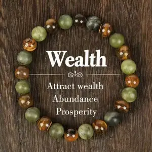 September S Tiger Eye Stone Bracelet Attracts Wealth, Stretchable Money Attraction Bracelet- Unisex Jewelry Gift glass beads pulsera amatista unity bracelet protection bracelet encouragement gift fashion artificial Colorblock Beaded Crystal Bracelet