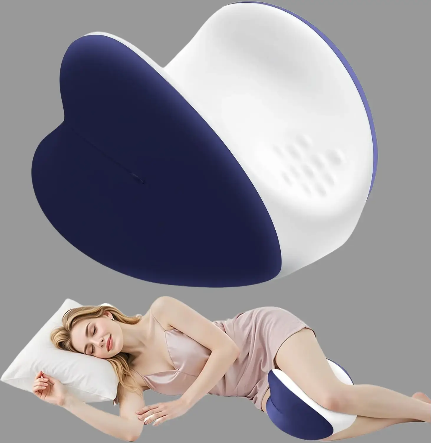Knee Pillow for Side Sleepers, Leg Pillow with Cooling Cover, Memory Foam Body Pillow for Side Sleeping, Heart-Shape Cushion for Hip, Back & Sciatica Pain Relief, Grey