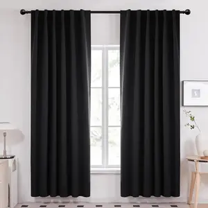 Deconovo Blackout Curtains (2 Panels, block 85%-95% of light, Single Layer with Back Tab and Rod Pocket) - Thermal Insulated, Soundproof Drapes for Living Room, Bedroom & Home Office
