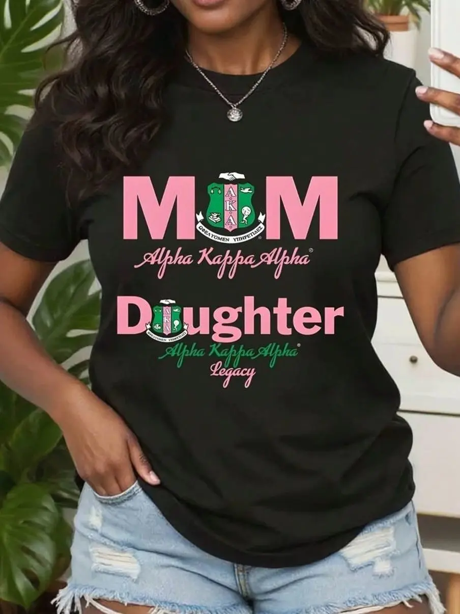 AKA Sorority T-Shirt, AKA Graphic Cotton T-Shirt, Pink And Green AKA Tee