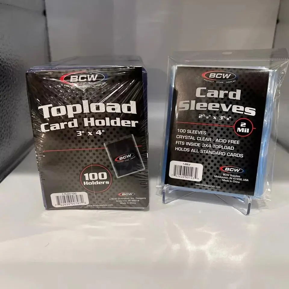 BCW 3"x4" Standard Topload Card Holder & Standard Sleeves 100 ct - Ultimate Protection for Pokemon, Football, Magic, Baseball Cards Clear
