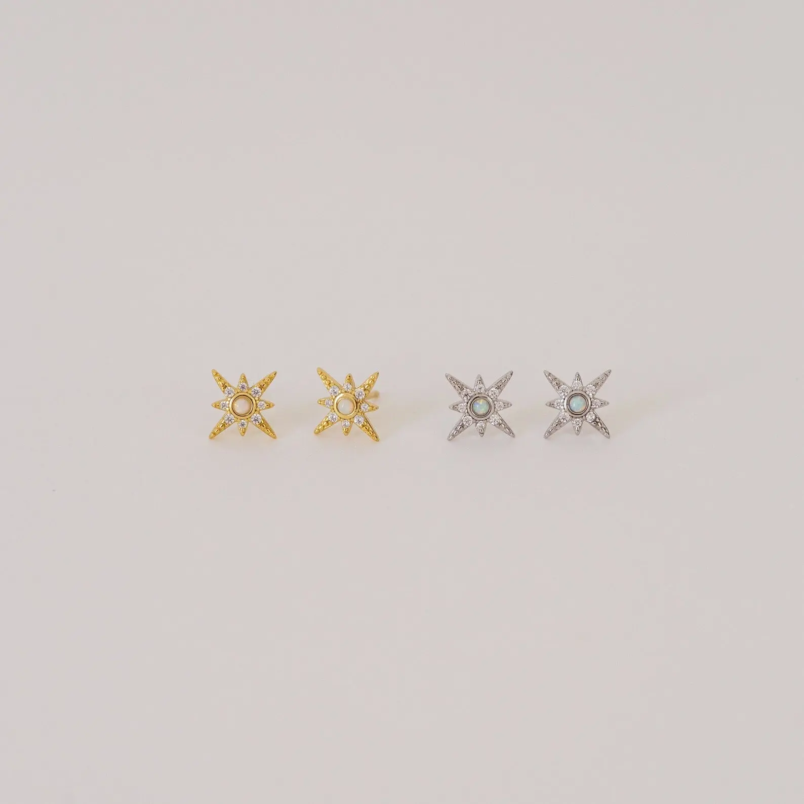 Starburst Studs by Caitlyn Minimalist - Celestial Opal & Diamond Star Stud Earrings - Statement Gemstone Jewelry - Gift for Her