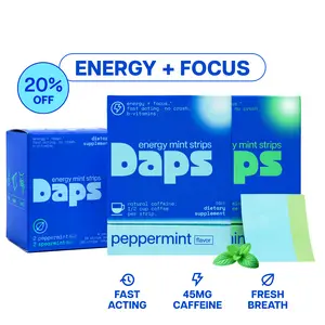 Daps Energy Mint Strips - Quick Energy Boost with 45mg Caffeine - Vitamin Supplement