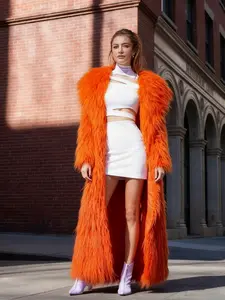 Women's Long Faux Fur Coat, Loose Fluffy Jacket, Fashionable Autumn Winter Outerwear, Street Style Party Wear, Casual Chic Design, Womenswear