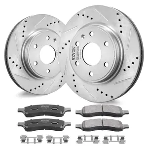 VEVOR Front Brake Kit Compatible with 2007-2017 Chevy Traverse, Buick Enclave, GMC Acadia, Saturn Outlook, Drilled and Slotted Brake Rotors Ceramic Brake Pads Replacement Kit, 12.8 Front Rotors