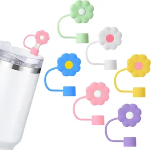 Straw Covers Cap Toppers Set for 20&30&40oz Tumbler Drinking Cups with Handle - Reusable Silicone Tips for Clean Straw Protection - Lids, Beverage Drinkware Birthday