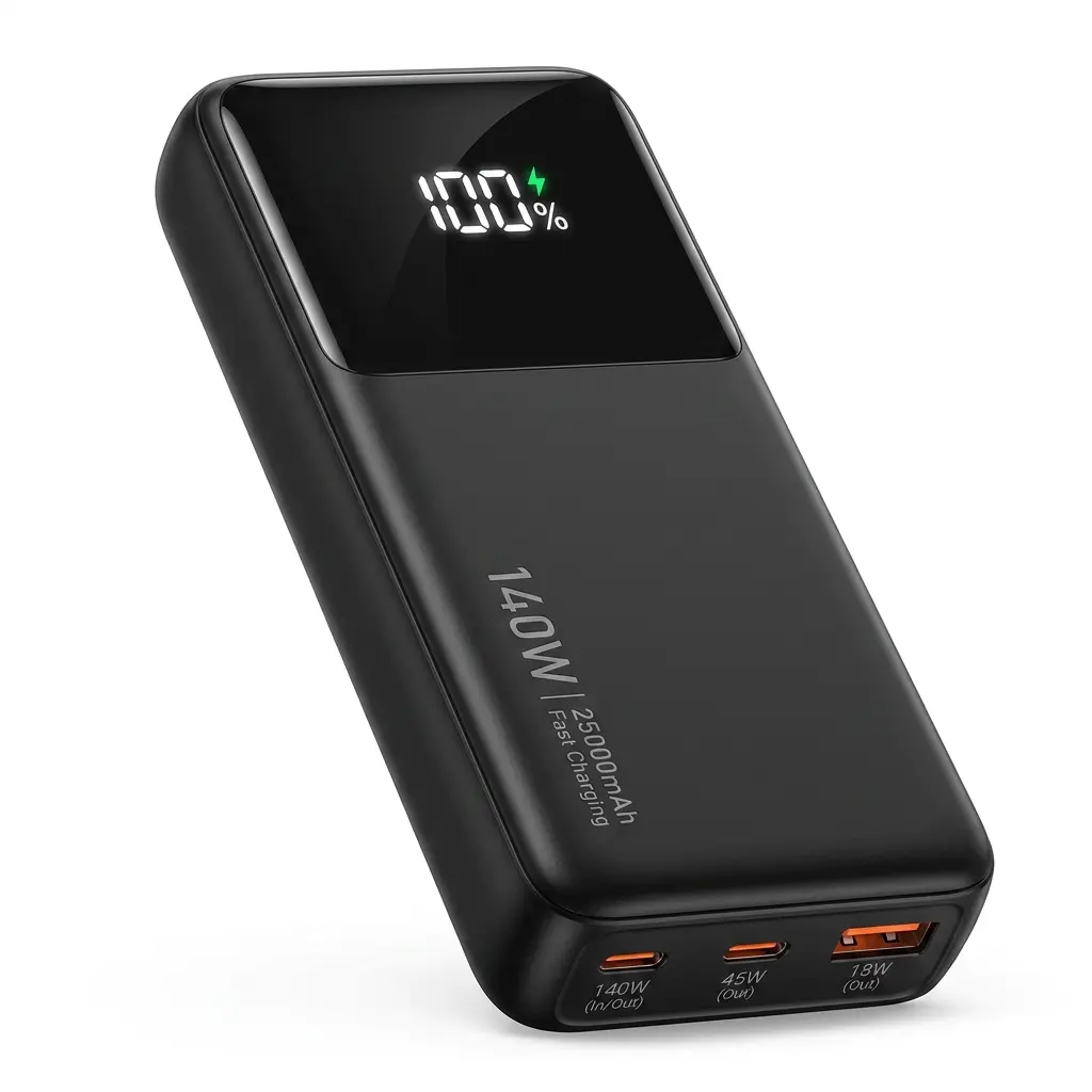 KLine 140W Laptop Power Bank, Flight-Safe 27000mAh High Capacity Portable Charger with USB C Cable, Digital Display Phone Charger, 3 Ports Travel External Battery Pack for MacBook iPad Steam Deck etc