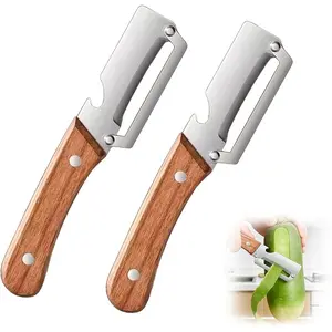 2PCS 2-in-1 fruit and vegetable peeler set with opener, sharp stainless steel handles, ergonomic non-slip design, comfortable grip