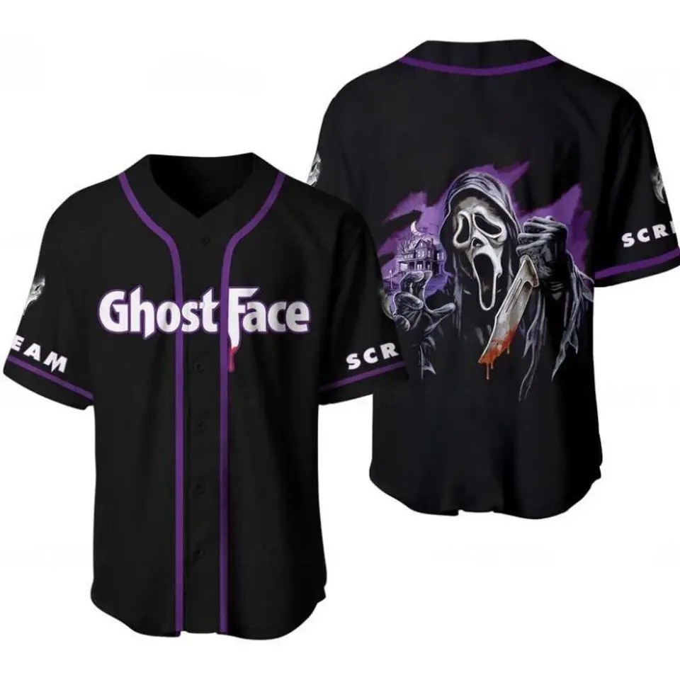 Ghostface Scream Baseball Jersey Shirt Print Lightweight Gift for Fan
