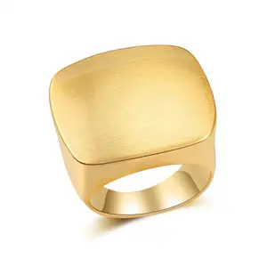 Women's Hypoallergenic Chunky Square Signet Band Ring, Geometric Multi-Ring, Nickel-Free Lightweight Modern Stackable Casual Trendy Jewelry, Party-Ready Versatile Elegance L04